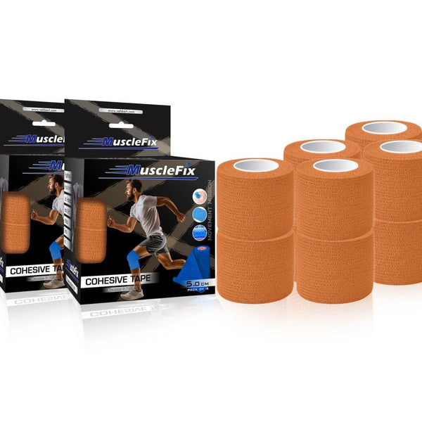Breathable Self Adhesive Cohesive Bandage Wrap, Orange, 5Cm*4.5MTR