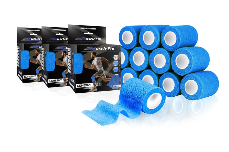 Cohesive Self-Adhesive Bandage Wrap, Blue , 7.5 cm (3