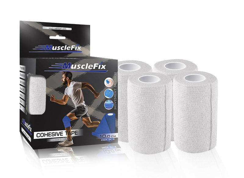 Cohesive Bandage Wrap 10cm x 4.5m, Self Adhesive Crepe Bandage, White, 10cm