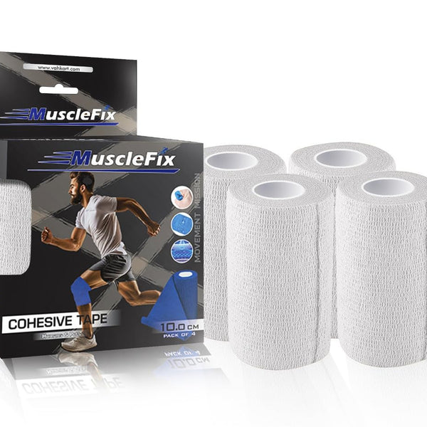 Cohesive Bandage Wrap 10cm x 4.5m, Self Adhesive Crepe Bandage, White, 10cm