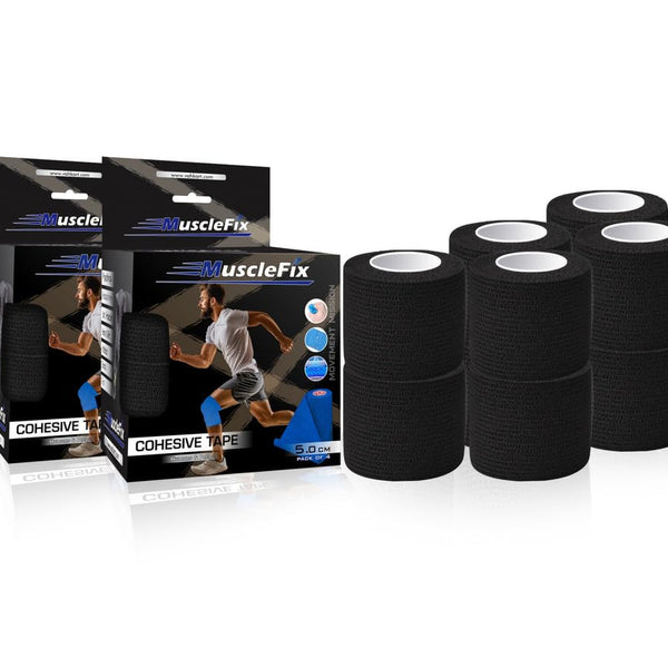 Breathable Self Adhesive Cohesive Bandage Wrap, Black, 5Cm*4.5MTR