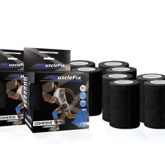 Cohesive Self-Adhesive Bandage Wrap, Black, Pack of 8
