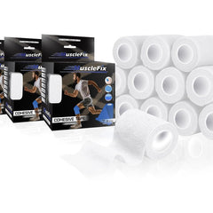 Cohesive Self-Adhesive Bandage Wrap, White 7.5 cm Pack of 12