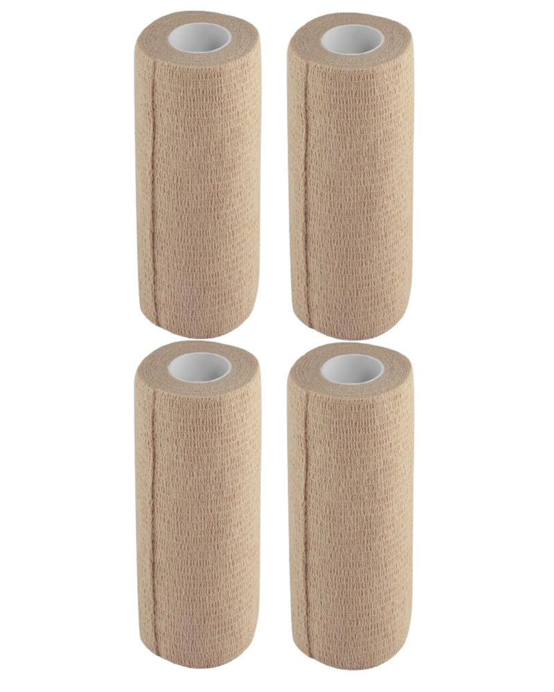 Cohesive Self-Adhesive Bandage Wrap, Beige, 15 cm Pack of 4