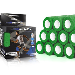 Breathable Self Adhesive Cohesive Bandage Wrap, Green, 10 cm (4