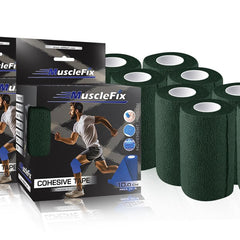 Cohesive Self-Adhesive Bandage Wrap, Forest Green, Pack of 8