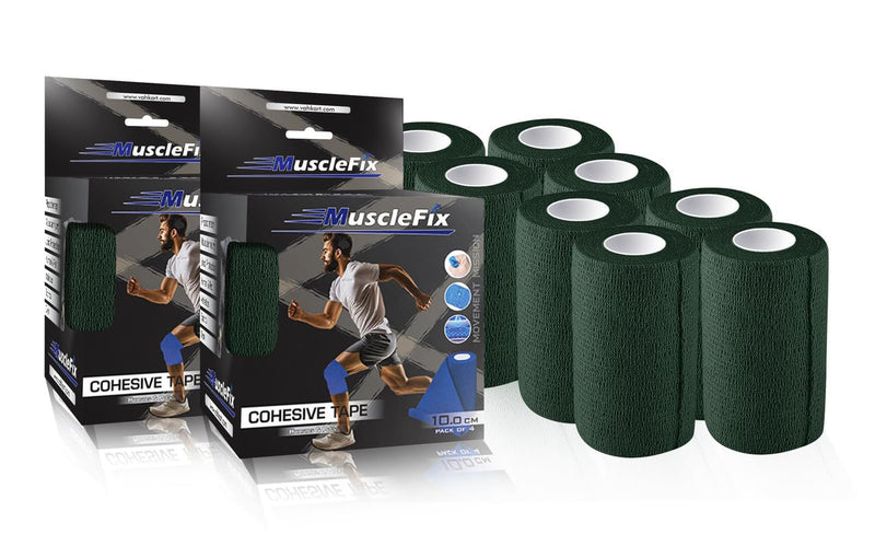 Cohesive Self-Adhesive Bandage Wrap, Forest Green, Pack of 8
