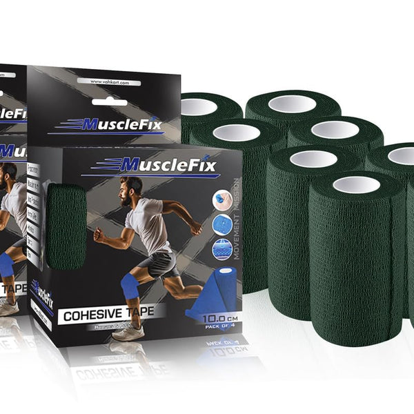 Cohesive Self-Adhesive Bandage Wrap, Forest Green, Pack of 8