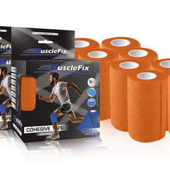 Cohesive Self-Adhesive Bandage Wrap, Orange, Pack of 8