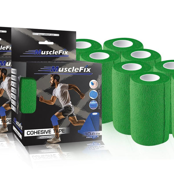 Cohesive Self-Adhesive Bandage Wrap, Green, Pack of 8