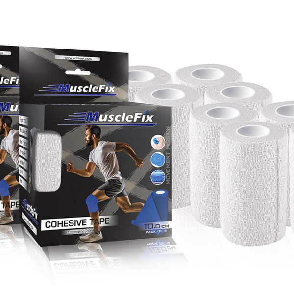 Cohesive Self-Adhesive Bandage Wrap, White, Pack of 8