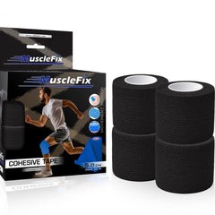 Breathable Self Adhesive Cohesive Bandage Wrap, Black, 5 cm (2