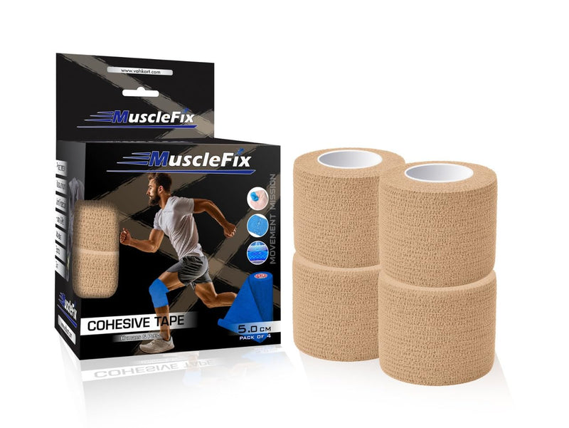 Breathable Self Adhesive Cohesive Bandage Wrap, Beige, 5 cm (2