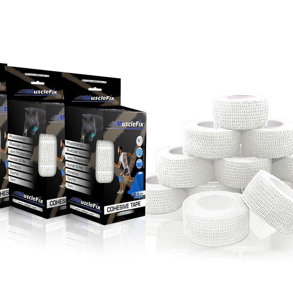 Cohesive Self-Adhesive Bandage Wrap, White, (2.5CM) Pack-12