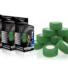 Cohesive Self-Adhesive Bandage Wrap, Green, (2.5CM) Pack-12