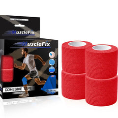 Self Adhesive Cohesive Bandage Wrap for Humans & Pets, Red, 5Cm*4.5MTR