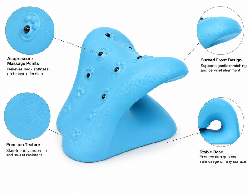 Cervical Neck Stretcher for Neck Pain Relief, Blue