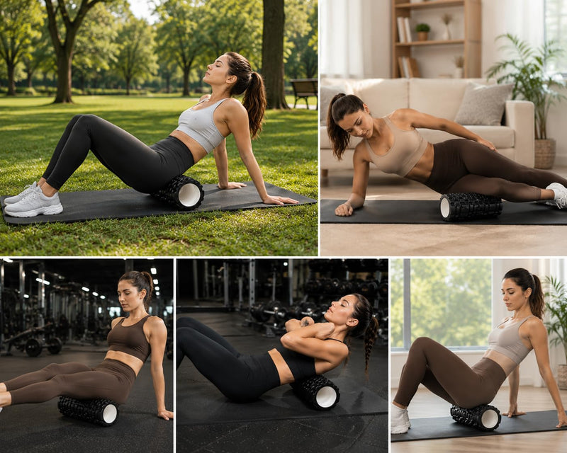 Anti Slip EVA Foam Roller for Deep Tissue Massage & Muscle, Black, 33Cm*14Cm