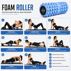 Anti Slip EVA Foam Roller for Deep Tissue Massage, Light Blue, 33Cm*12Cm