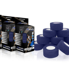 Breathable Self Adhesive Wrap, Athletic, Non Woven Cohesive Bandage, Navy Blue, (2.5CM) Pack-12
