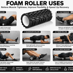 Anti Slip EVA Foam Roller for Deep Tissue Massage & Muscle, Black, 33Cm*14Cm