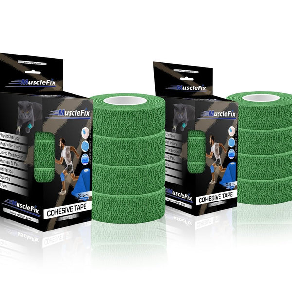 Breathable Self Adhesive Cohesive Bandage Wrap, Green, (2.5CM) Pack-8