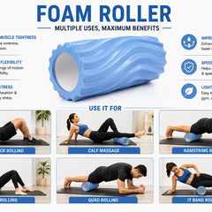 Anti Slip EVA Foam Roller for Deep Tissue Massage, L Blue, 33Cm*14Cm