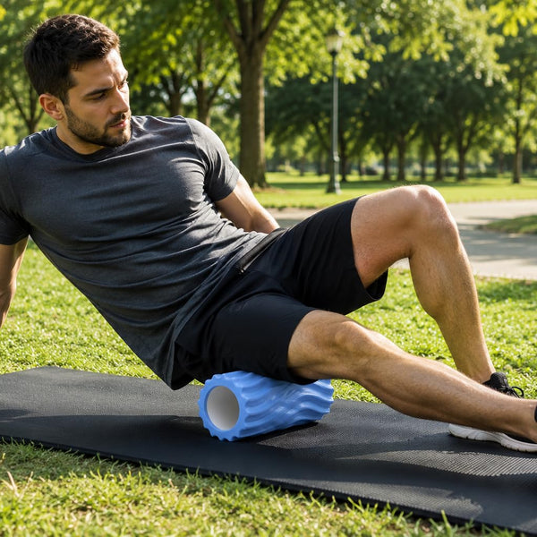 Anti Slip EVA Foam Roller for Deep Tissue Massage, L Blue, 33Cm*14Cm