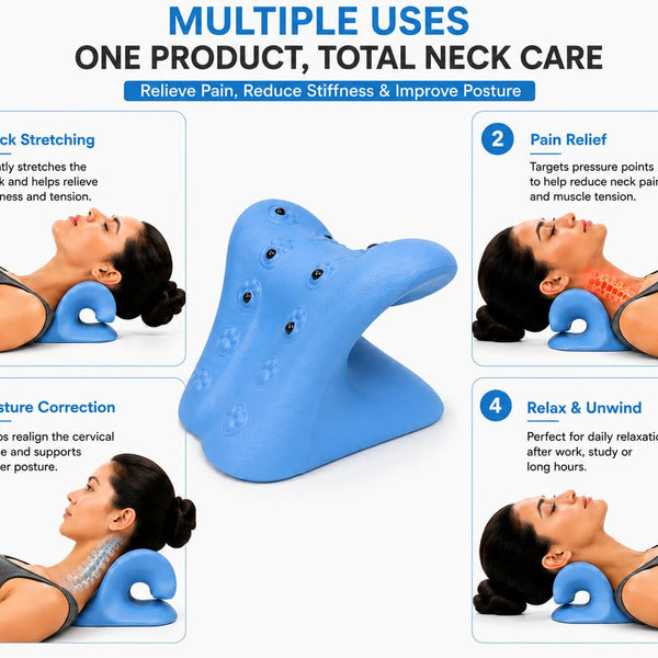 Cervical Neck Stretcher for Neck Pain Relief, Blue