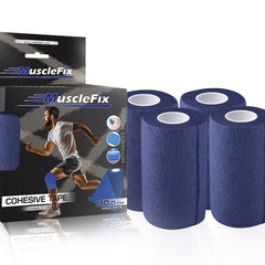 Cohesive Bandage Wrap 10cm x 4.5m, Self Adhesive Crepe Bandage, Navy Blue, 10cm