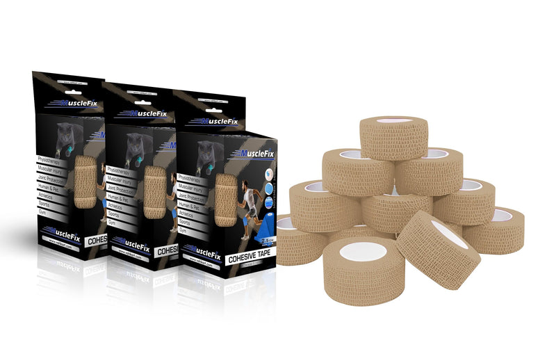 Breathable Self Adhesive Cohesive Bandage Wrap, Beige, 2.5 cm (1