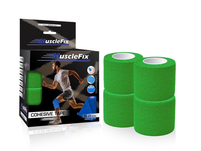 Breathable Self Adhesive Wrap, Athletic, Non Woven Cohesive Bandage, Green, 5Cm*4.5MTR