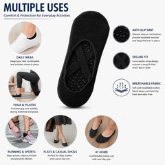 Women's Non-Slip Yoga Grip Socks with Cross Straps, Black
