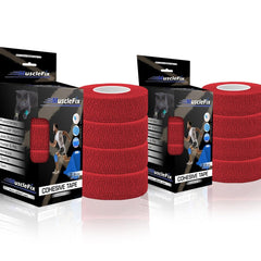 Breathable Self Adhesive Cohesive Bandage Wrap, Red, (2.5CM) Pack-8