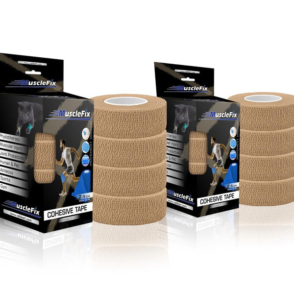 Cohesive Self-Adhesive Bandage Wrap, Beige, (2.5CM) Pack-8