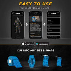 Kinesiology Tape for Pain Relief & Muscle Support – Waterproof, Blue Camo, Uncut