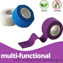 Breathable Self Adhesive Cohesive Bandage Wrap, Purple, (2.5CM) Pack-8