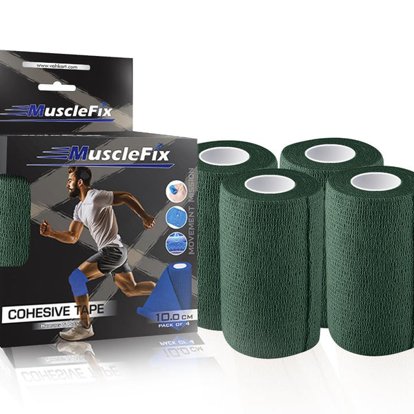 Cohesive Bandage Wrap 10cm x 4.5m, Self Adhesive Crepe Bandage, F Green