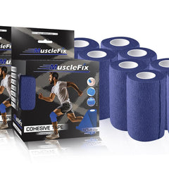 Cohesive Self-Adhesive Bandage Wrap, Navy Blue, Pack of 8