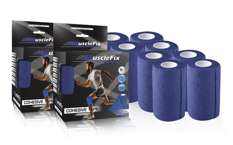 Cohesive Self-Adhesive Bandage Wrap, Navy Blue, Pack of 8