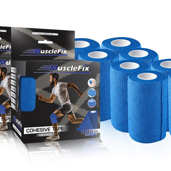 Cohesive Self-Adhesive Bandage Wrap, Blue, Pack of 8