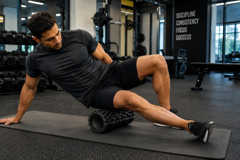 Anti Slip EVA Foam Roller for Deep Tissue Massage & Muscle, Black, 33Cm*14Cm