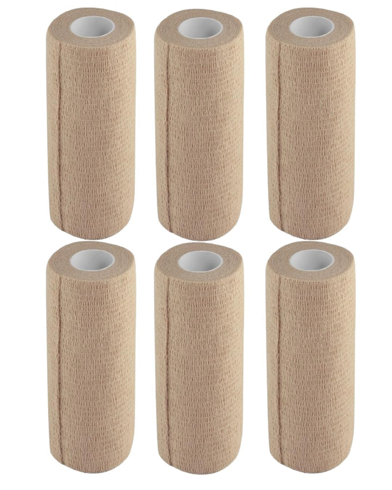 Cohesive Self-Adhesive Bandage Wrap, Beige, 15 cm Pack of 6