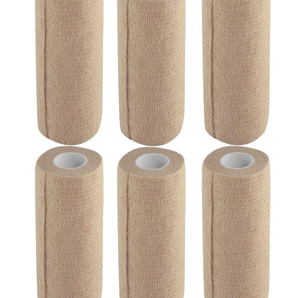 Cohesive Self-Adhesive Bandage Wrap, Beige, 15 cm Pack of 6