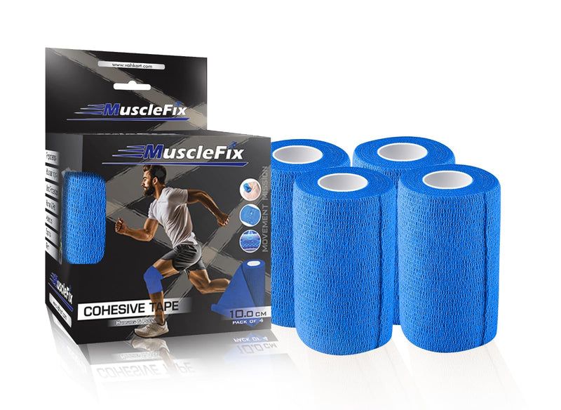 Self Adhesive Cohesive Bandage Wrap 10cm – Breathable Non Woven Athletic, Blue, 10cm