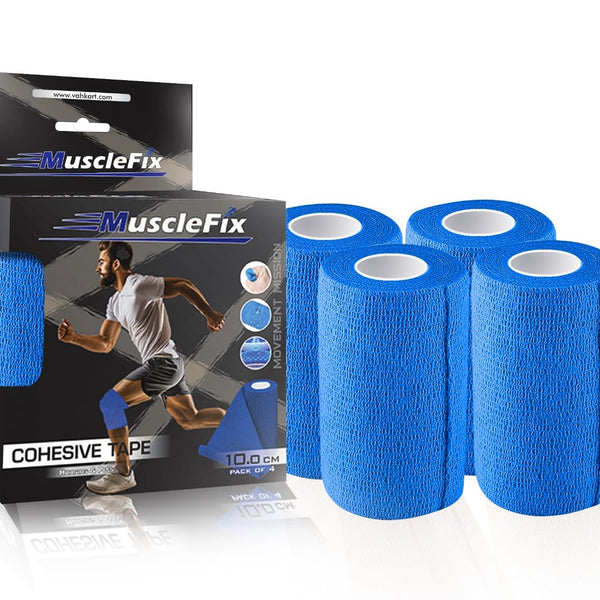 Self Adhesive Cohesive Bandage Wrap 10cm – Breathable Non Woven Athletic, Blue, 10cm