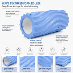 Anti Slip EVA Foam Roller for Deep Tissue Massage, L Blue, 33Cm*14Cm