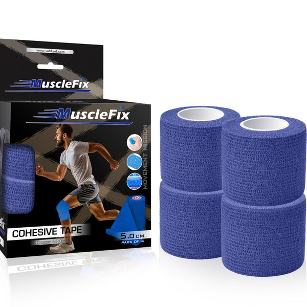 Breathable Self Adhesive Wrap, Athletic, Non Woven Cohesive Bandage, Navy Blue, 5Cm