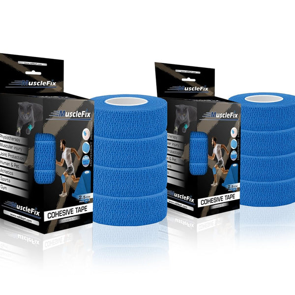 Breathable Self Adhesive Cohesive Bandage Wrap, Blue, (2.5CM) Pack-8