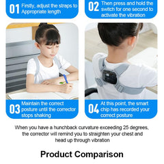 Smart Posture Corrector with Vibration Alert, Black, Onesize
